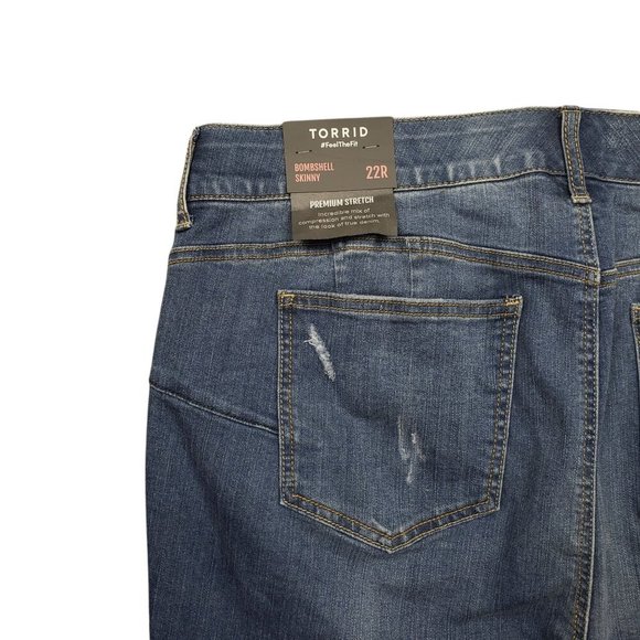 Torrid Bombshell‎ Skinny Jeans Womens Pluss 22 High Rise Destructed - Picture 7 of 12